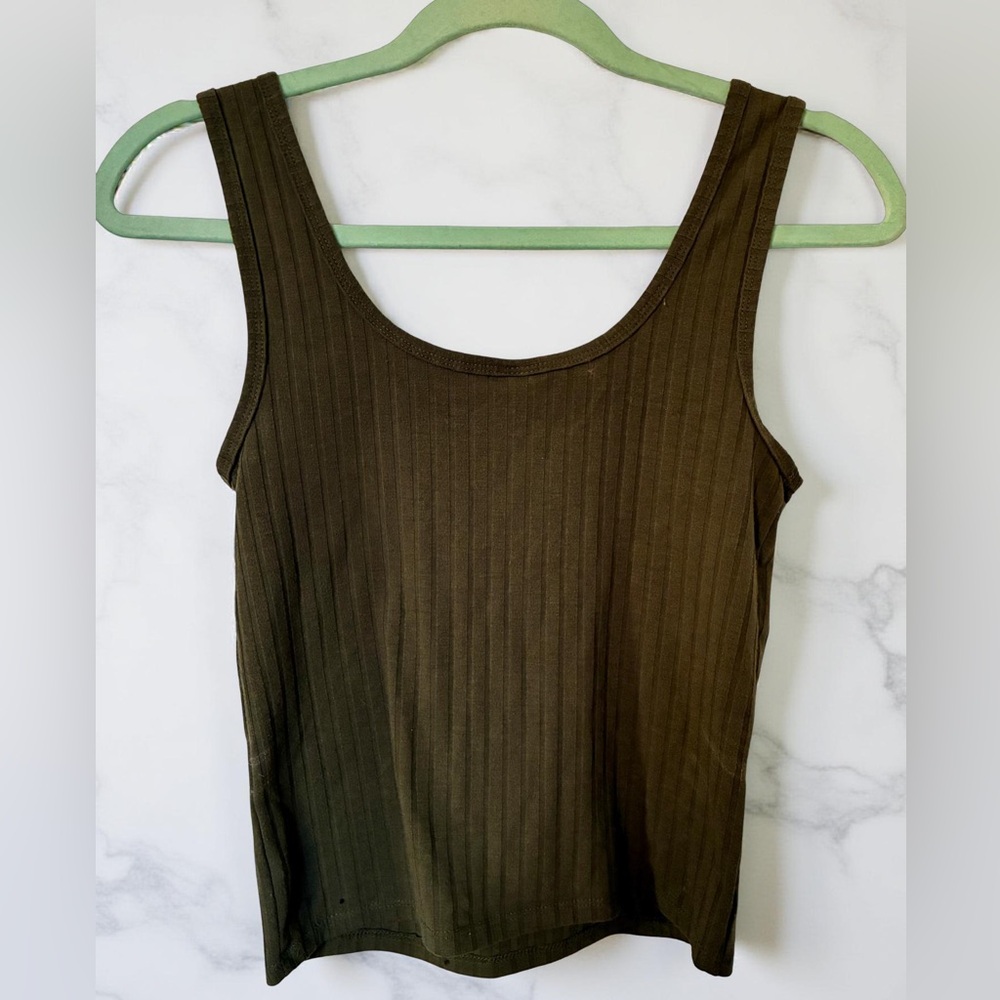 Wild Fable Dark Green Ribbed Tank Top - Picture 3 of 3